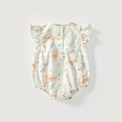 MyKids-USA® Baby Girls Cute Animals and Floral Pattern Fly Sleeves bodysuit
