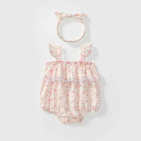 MyKids-USA® Baby Girls Cute Butterfly-bow Pattern Sleeveless Strap bodysuit