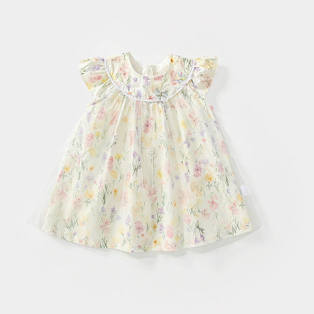 MyKids-USA® Baby Girls Cute Butterfly and Floral Pattern Fly Sleeves Dress