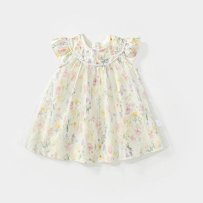 MyKids-USA® Baby Girls Cute Butterfly and Floral Pattern Fly Sleeves Dress