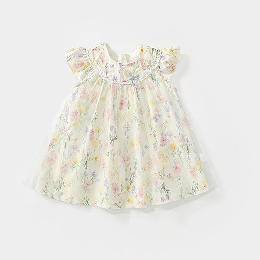 MyKids-USA® Summer Arrival Baby Girls Cute Butterfly and Floral Pattern Fly Sleeves Dress