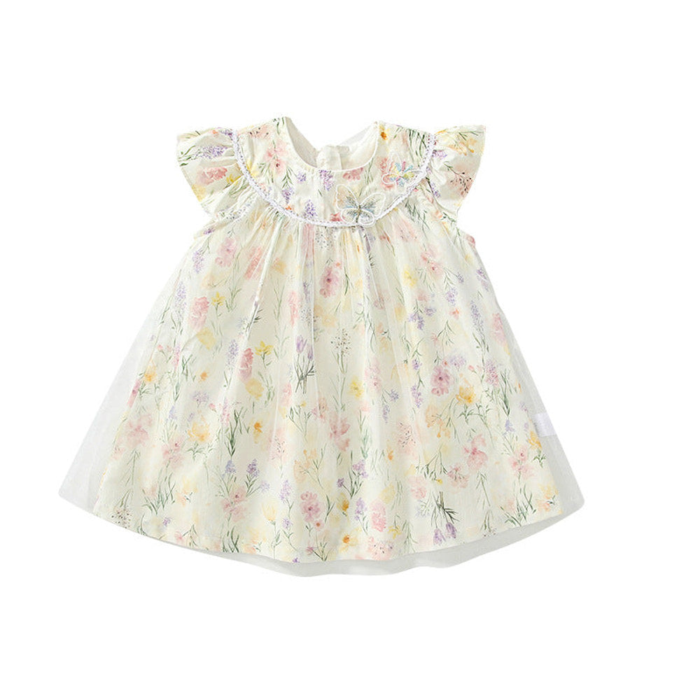 MyKids-USA® Baby Girls Cute Butterfly and Floral Pattern Fly Sleeves Dress