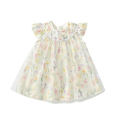 MyKids-USA® Baby Girls Cute Butterfly and Floral Pattern Fly Sleeves Dress