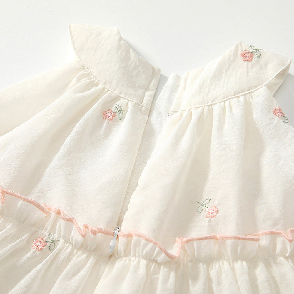 MyKids-USA® Baby Girls Cute Floral Embroidered Pattern Sleeveless Dress