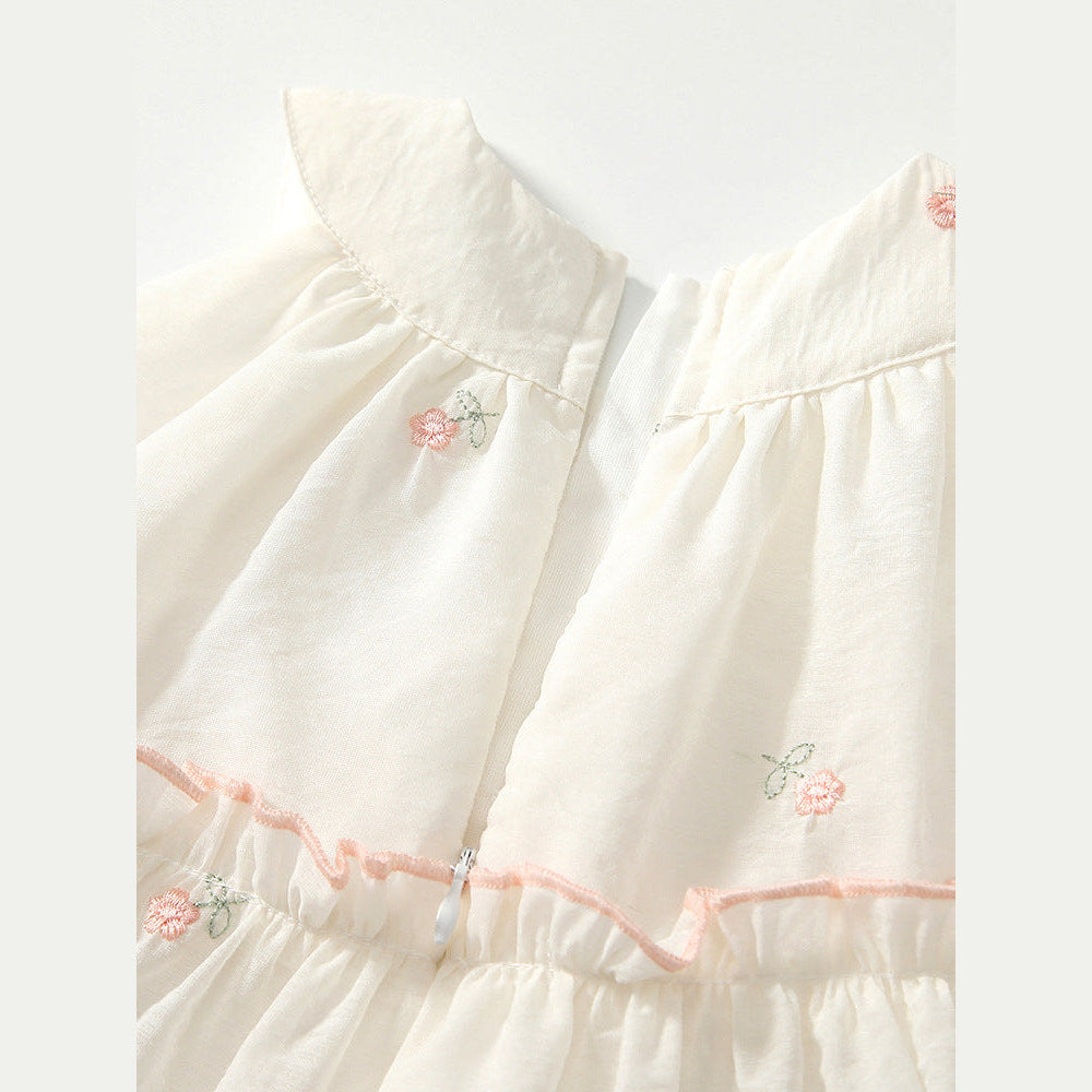MyKids-USA® Baby Girls Cute Floral Embroidered Pattern Sleeveless Dress