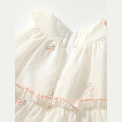 MyKids-USA® Baby Girls Cute Floral Embroidered Pattern Sleeveless Dress