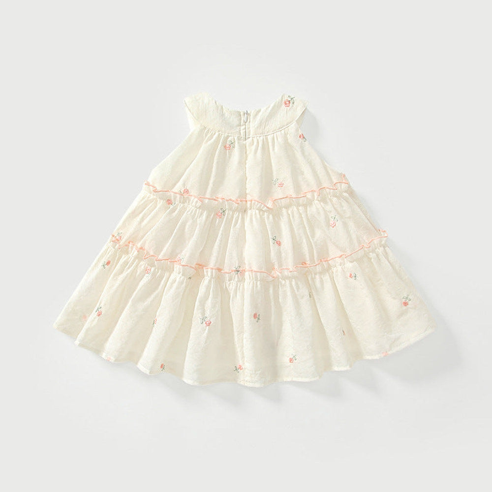 MyKids-USA® Baby Girls Cute Floral Embroidered Pattern Sleeveless Dress