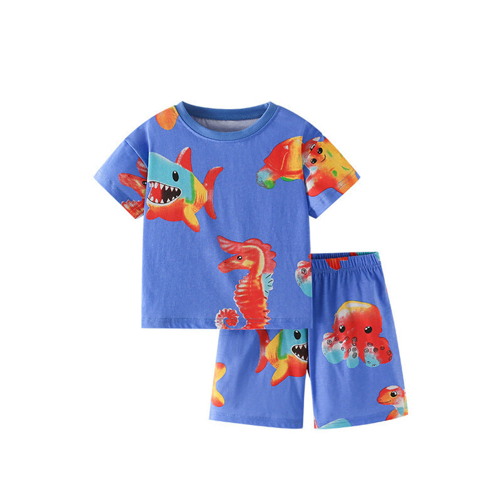 MyKids-USA® Baby Kids Fish Pattern T-shirt and Shorts Clothing Set for Boys