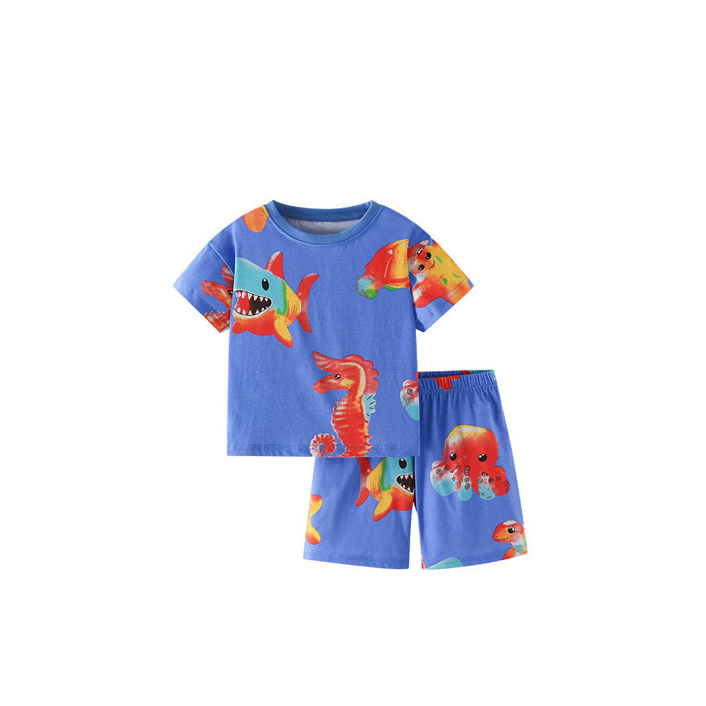 MyKids-USA® Baby Kids Fish Pattern T-shirt and Shorts Clothing Set for Boys