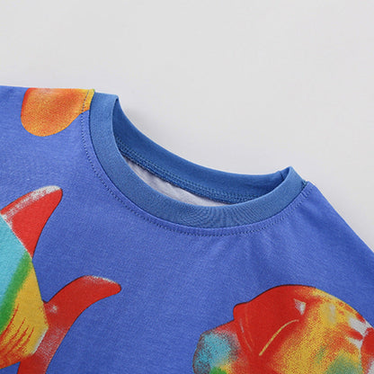 MyKids-USA® Baby Kids Fish Pattern T-shirt and Shorts Clothing Set for Boys