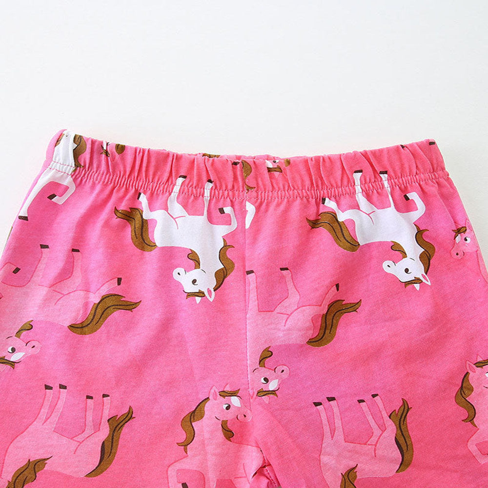 MyKids-USA® Baby Kids Cartoon Horse Pattern Vest and Shorts Clothing Set for Girls