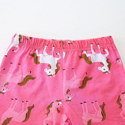 MyKids-USA® Baby Kids Cartoon Horse Pattern Vest and Shorts Clothing Set for Girls