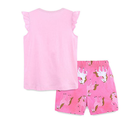 MyKids-USA® Baby Kids Cartoon Horse Pattern Vest and Shorts Clothing Set for Girls