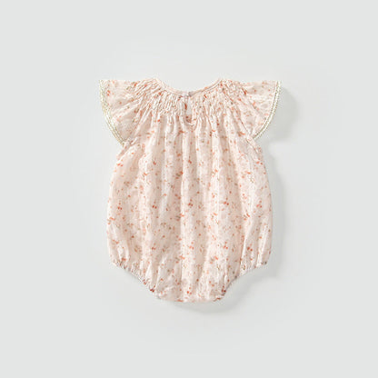 MyKids-USA® Fly Sleeves Flowers Pattern Butterfly-bow Decorated bodysuit for Stylish Girls