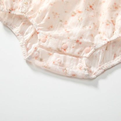 MyKids-USA® Fly Sleeves Flowers Pattern Butterfly-bow Decorated bodysuit for Stylish Girls