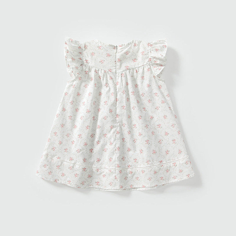 MyKids-USA® Baby Girls Cute Floral Embroidered and Printed Pattern Fly Sleeves Dress