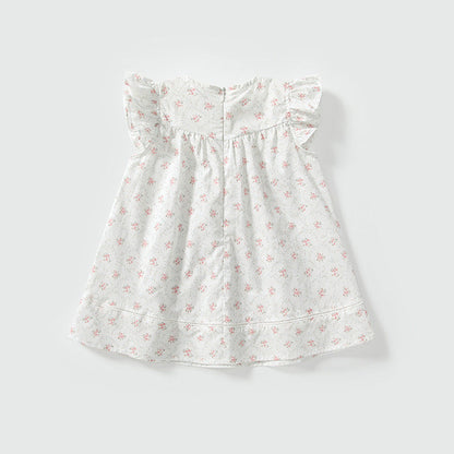 MyKids-USA® Baby Girls Cute Floral Embroidered and Printed Pattern Fly Sleeves Dress