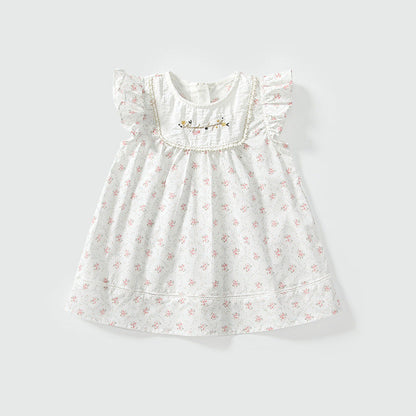 MyKids-USA® Baby Girls Cute Floral Embroidered and Printed Pattern Fly Sleeves Dress