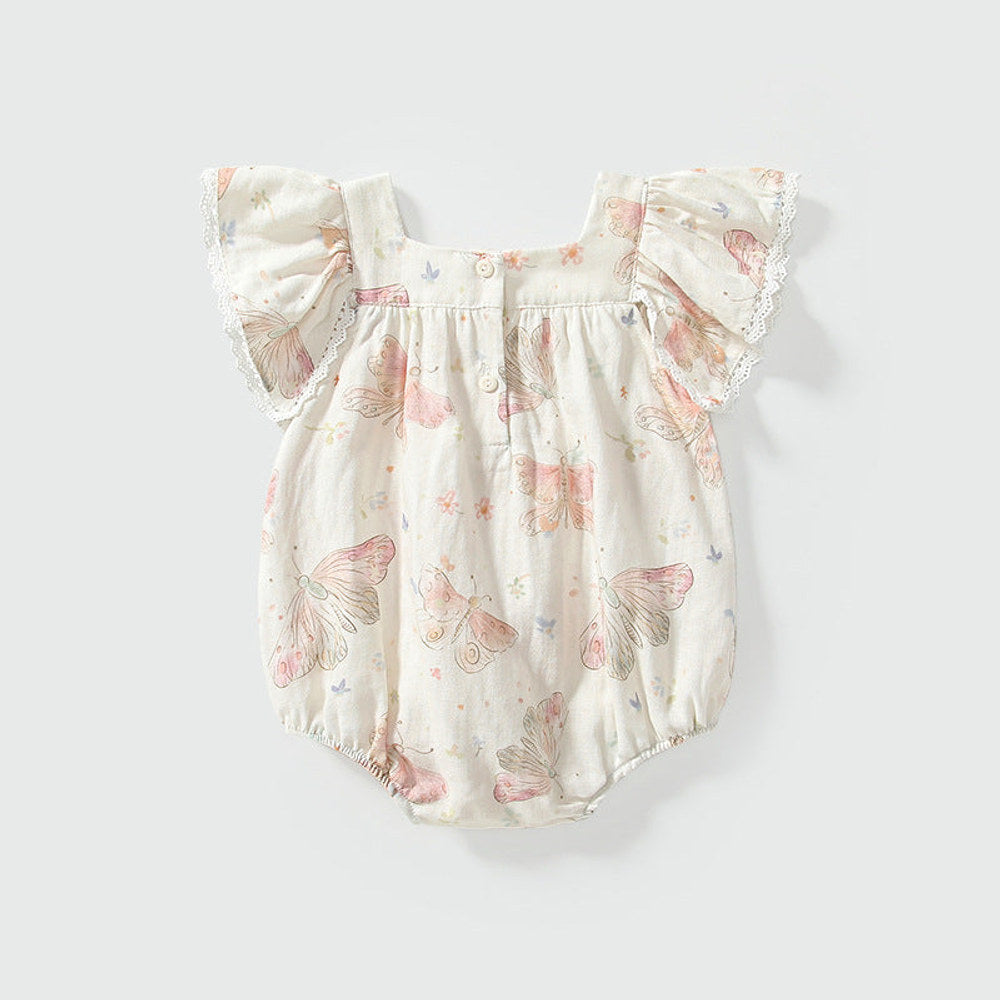 MyKids-USA® Fly Sleeves Butterfly Pattern Square Neck bodysuit for Stylish Girls