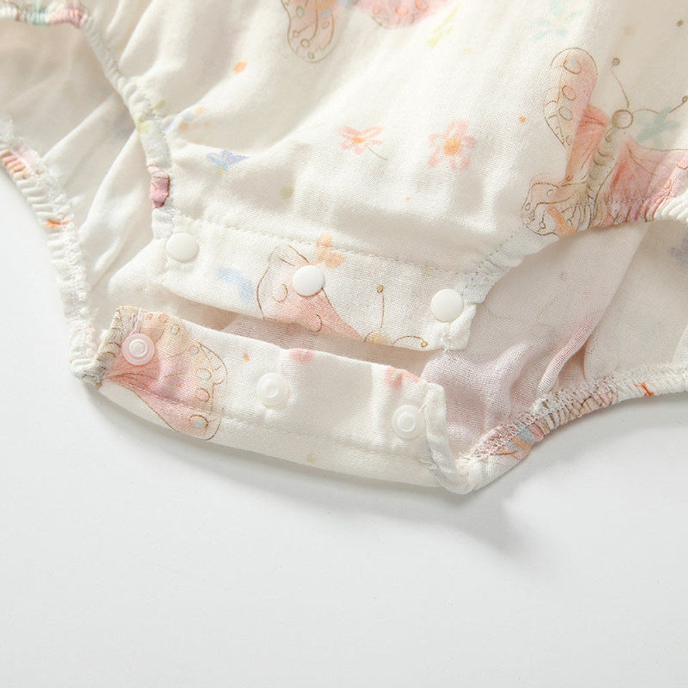 MyKids-USA® Fly Sleeves Butterfly Pattern Square Neck bodysuit for Stylish Girls