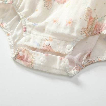 MyKids-USA® Fly Sleeves Butterfly Pattern Square Neck bodysuit for Stylish Girls
