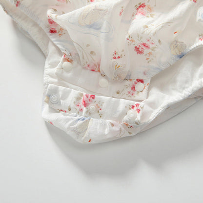 MyKids-USA® Sleeveless Flowers and Animals Pattern Strap bodysuit with Hat for Stylish Girls
