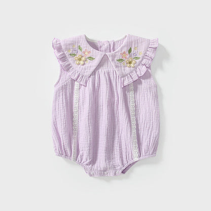 MyKids-USA® Sleeveless Flowers Pattern Collar Purple bodysuit for Stylish Girls