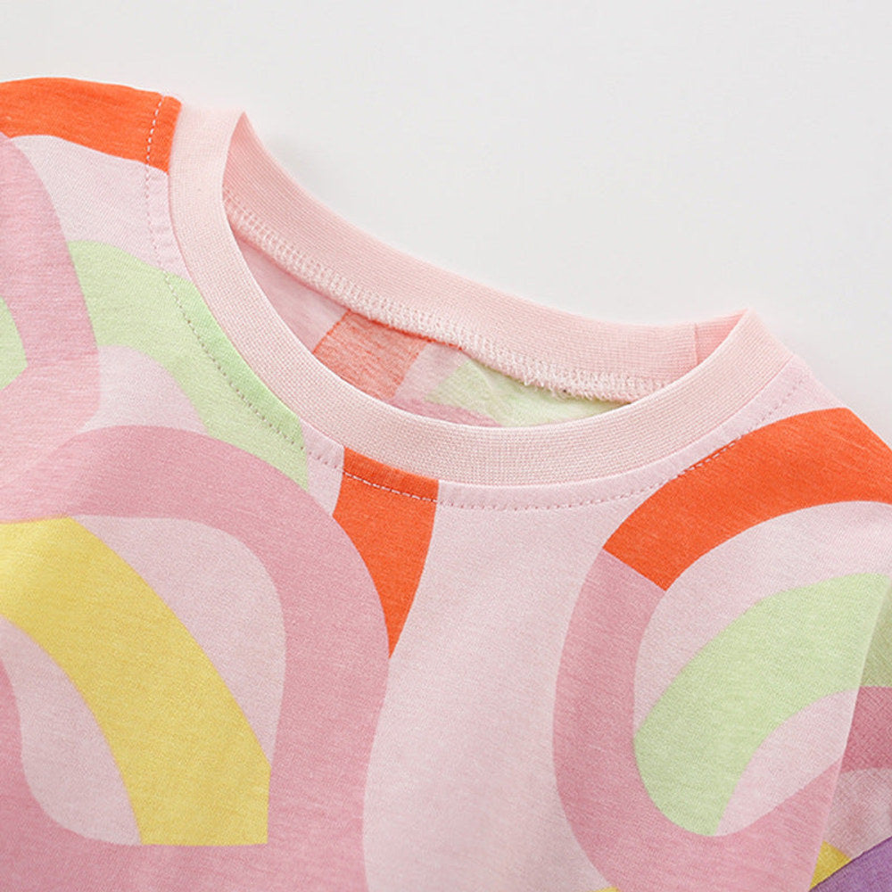 MyKids-USA® Baby Kids Colorful Curves Pattern T-shirt and Shorts Clothing Set for Girls