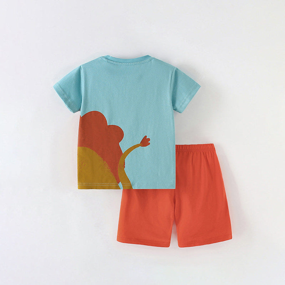 MyKids-USA® Baby Kids Lion Cartoon Pattern T-shirt and Shorts Clothing Set for Boys