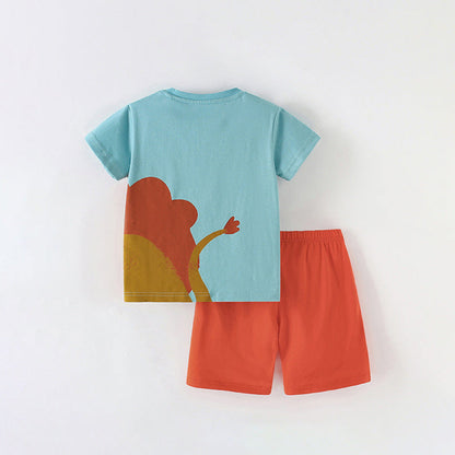 MyKids-USA® Baby Kids Lion Cartoon Pattern T-shirt and Shorts Clothing Set for Boys