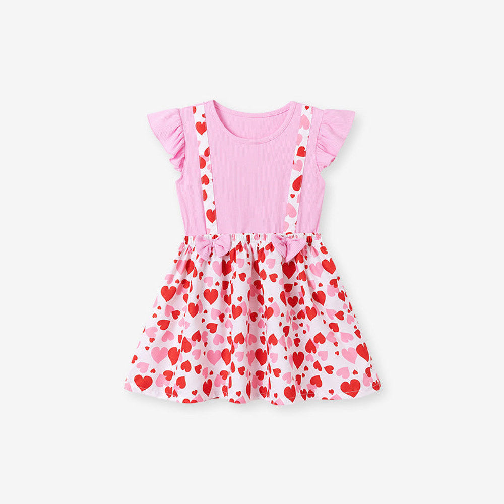 MyKids-USA® Heart Pattern Fly Sleeves Dress for Stylish Girls