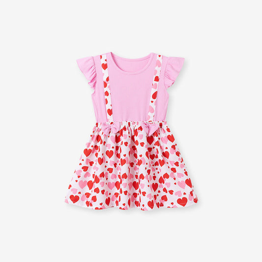 MyKids-USA® Summer Arrival Heart Pattern Fly Sleeves Dress for Stylish Girls