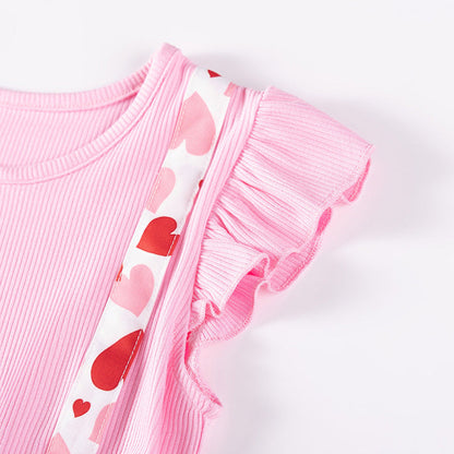 MyKids-USA® Heart Pattern Fly Sleeves Dress for Stylish Girls