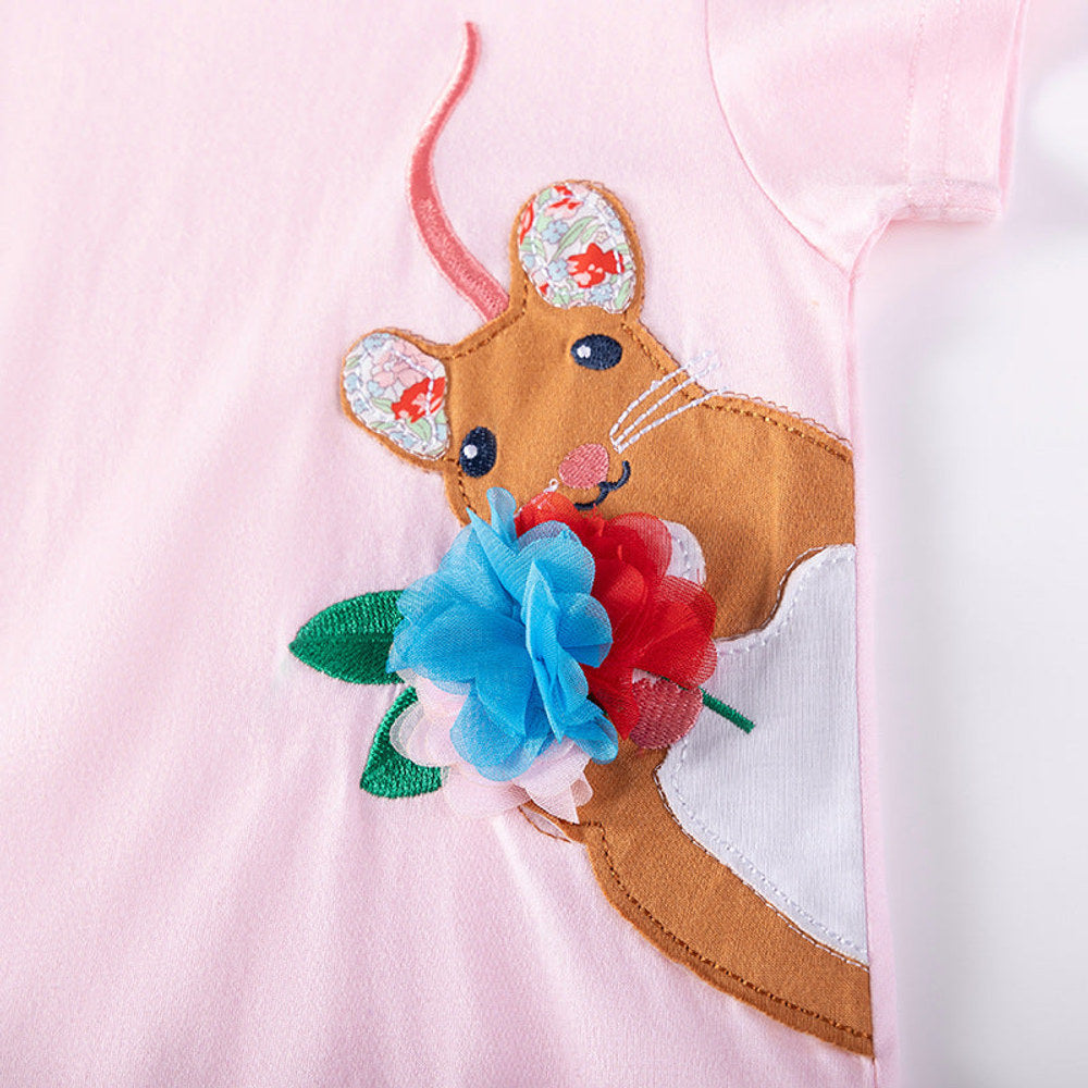 MyKids-USA® Animals Cartoon Pattern Short Sleeves Dress for Stylish Girls