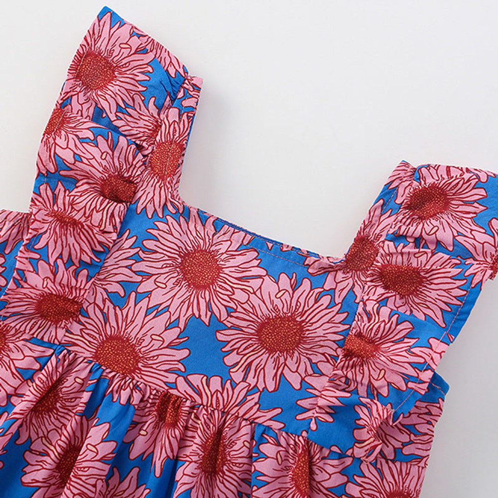 MyKids-USA® Flowers Pattern Sleeveless Square Neck Dress for Stylish Girls