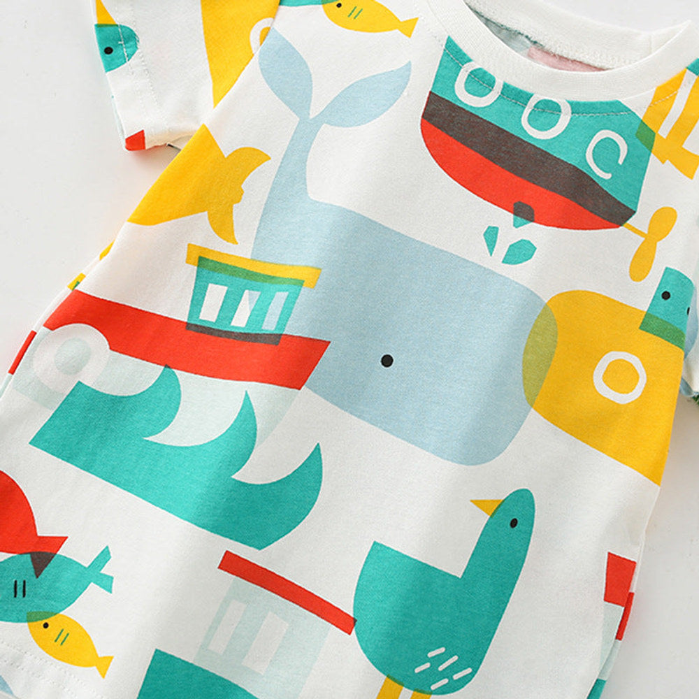 MyKids-USA® Baby Kids Fish Cartoon Pattern T-shirt and Shorts Clothing Set for Boys