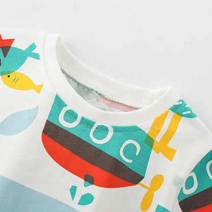 MyKids-USA® Baby Kids Fish Cartoon Pattern T-shirt and Shorts Clothing Set for Boys