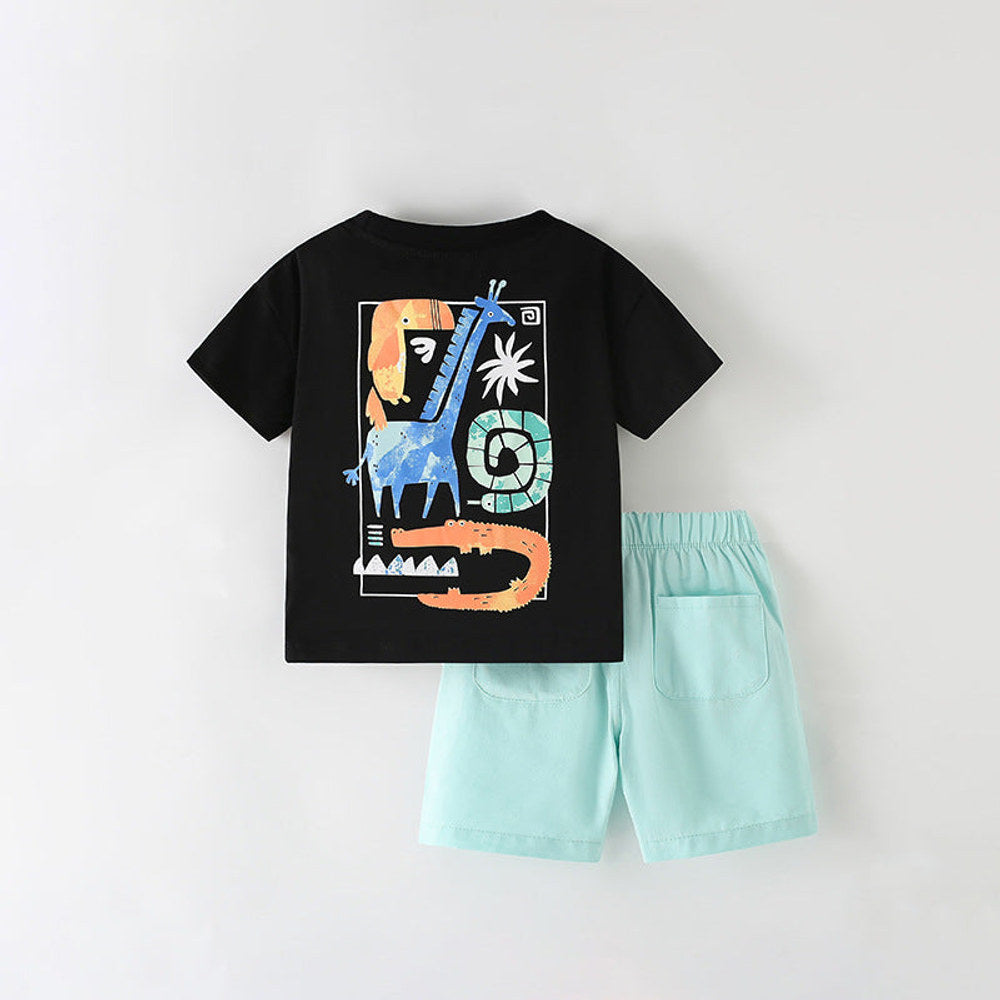 MyKids-USA® Baby Kids Animals Cartoon Pattern T-shirt and Shorts Clothing Set for Boys