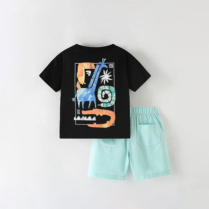 MyKids-USA® Baby Kids Animals Cartoon Pattern T-shirt and Shorts Clothing Set for Boys