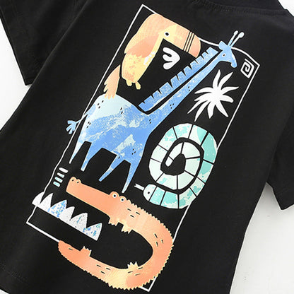 MyKids-USA® Baby Kids Animals Cartoon Pattern T-shirt and Shorts Clothing Set for Boys