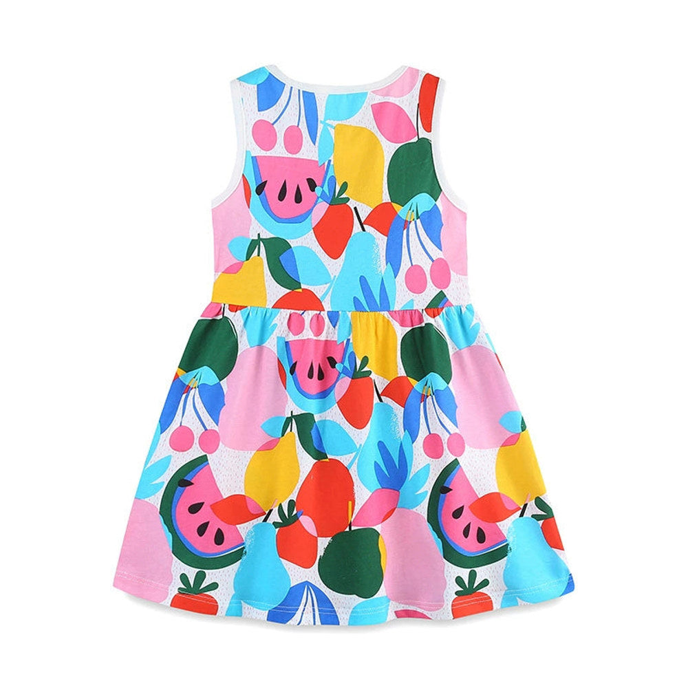 MyKids-USA® Colorful Fruits Pattern Sleeveless Dress for Stylish Girls