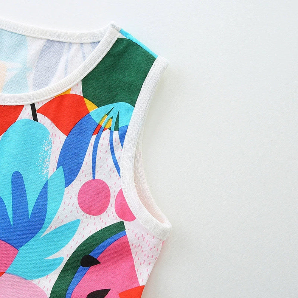 MyKids-USA® Colorful Fruits Pattern Sleeveless Dress for Stylish Girls