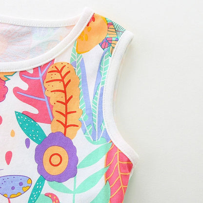 MyKids-USA® Colorful Floral Pattern Sleeveless Dress for Stylish Girls