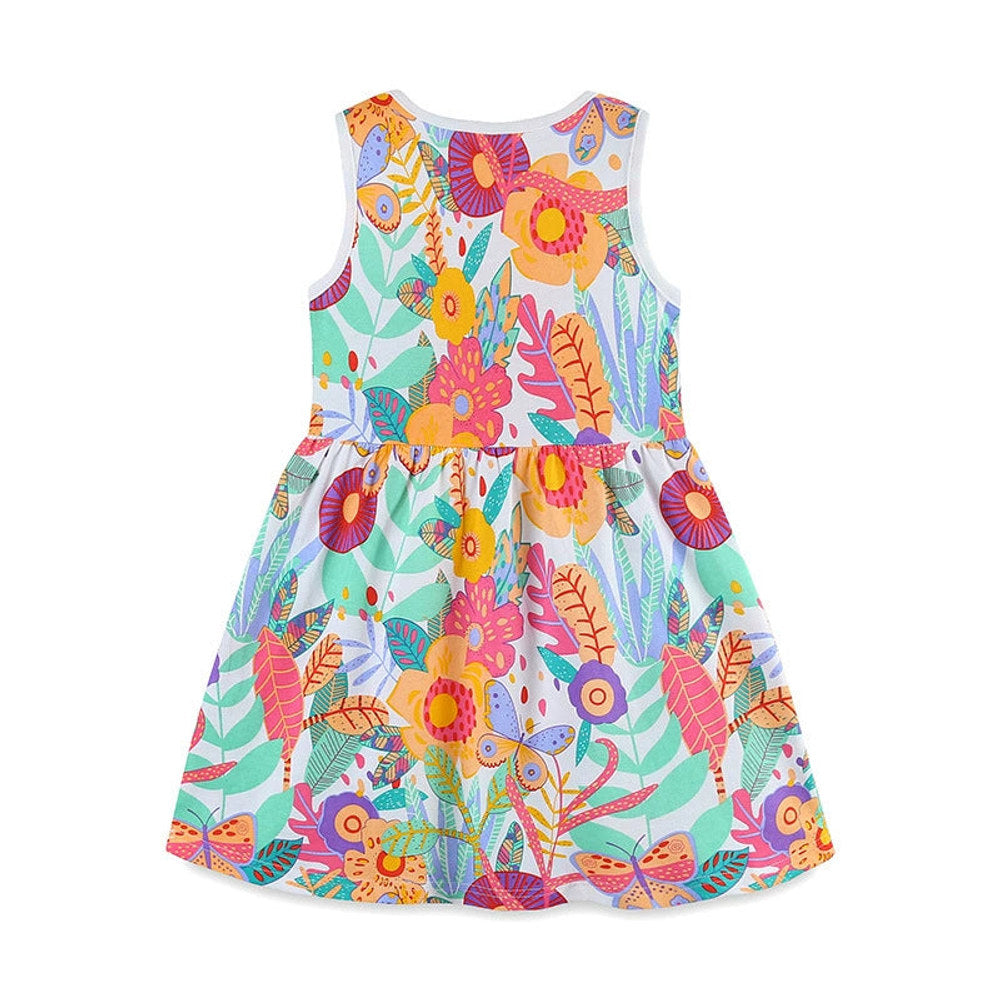 MyKids-USA® Colorful Floral Pattern Sleeveless Dress for Stylish Girls