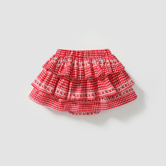 MyKids-USA® Kids Girls Fruits Pattern Casual Plaid Skirt