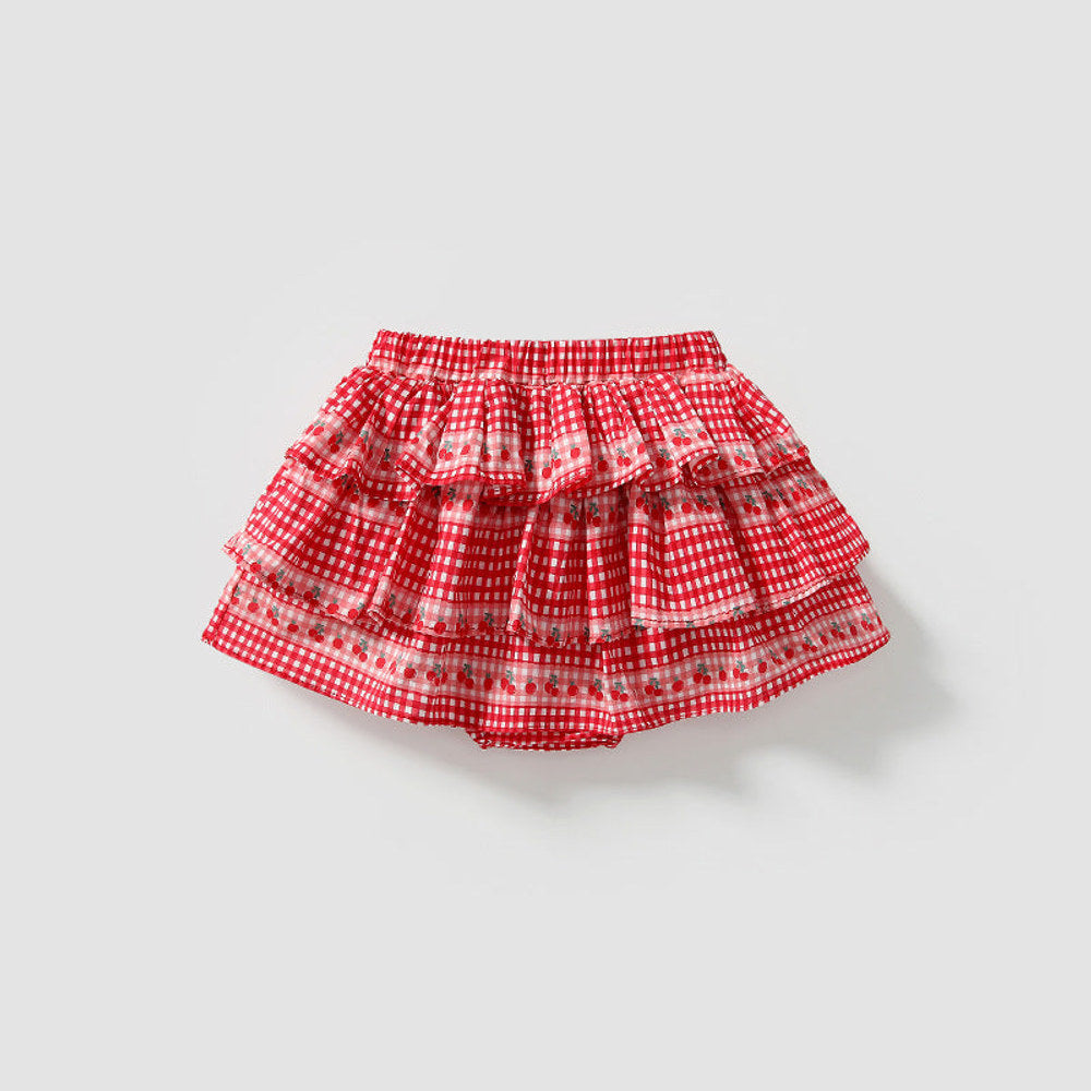 MyKids-USA® Kids Girls Fruits Pattern Casual Plaid Skirt