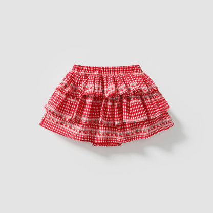 MyKids-USA® Kids Girls Fruits Pattern Casual Plaid Skirt