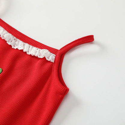 MyKids-USA® Baby Girls Sleeveless Casual Cherry Pattern Knitted Vest