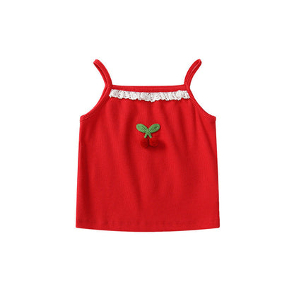 MyKids-USA® Baby Girls Sleeveless Casual Cherry Pattern Knitted Vest
