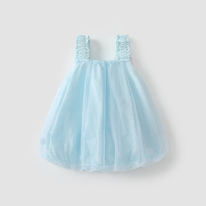 MyKids-USA® Kids Girls Cute Blue Sleeveless Tulle Dress